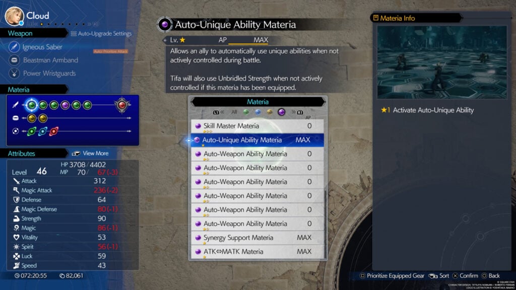 Auto-Unique Ability Materia