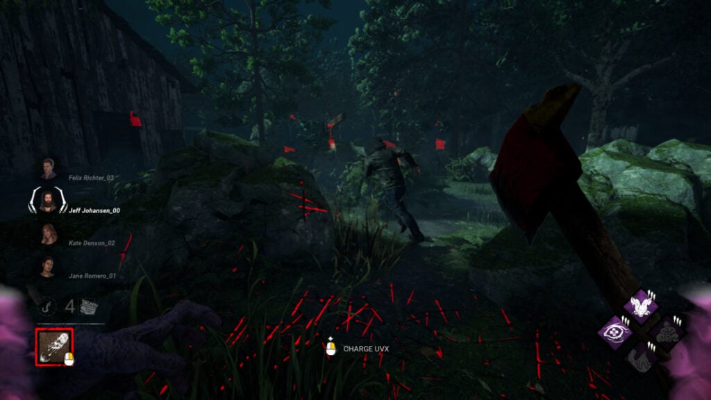 A survivor flees, showing why dropping chase is one of most important tips for the Unknown in Dead by Daylight