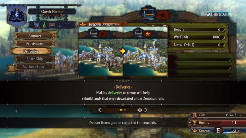 Unicorn Overlord Town Menu