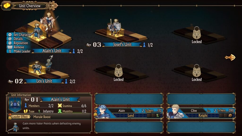 Unit Selection Screen