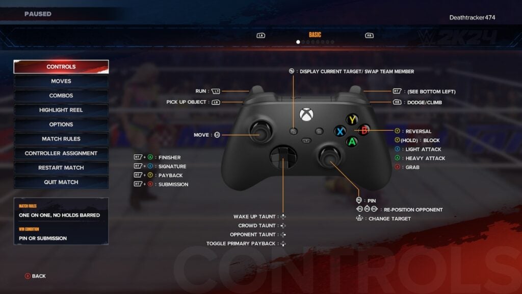 WWE 2K24 Basic Controls