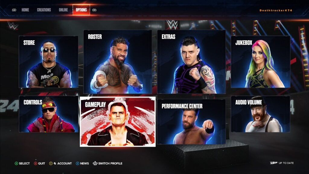 WWE 2K24 Slider Settings Menu