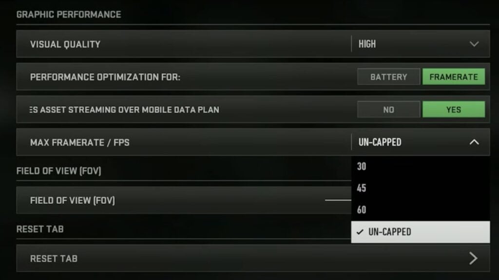 Warzone Mobile Performance Settings for Max FPS