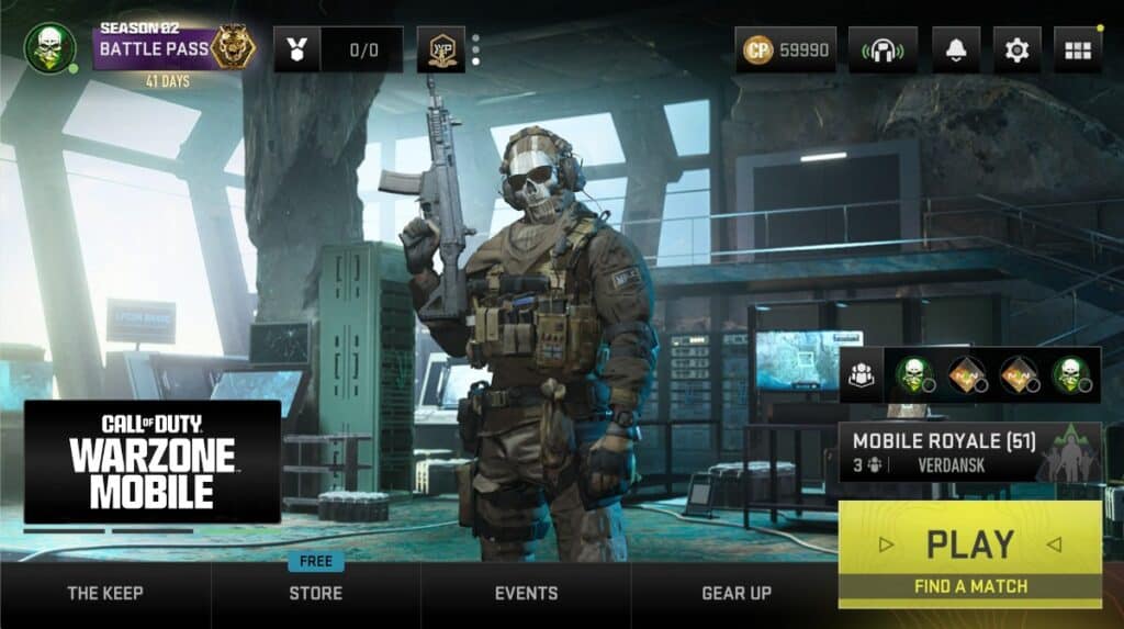 Warzone Mobile Main Menu