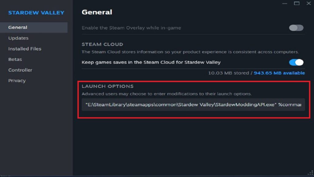 Stardew Valley Launch Option