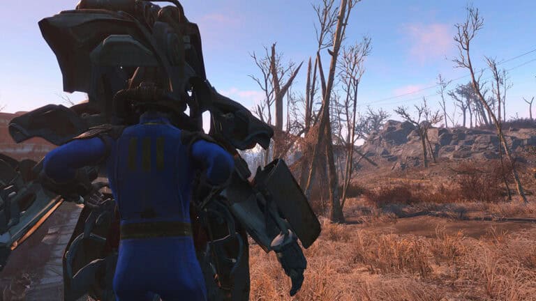 The Sole Survivor exits their Power Armor.