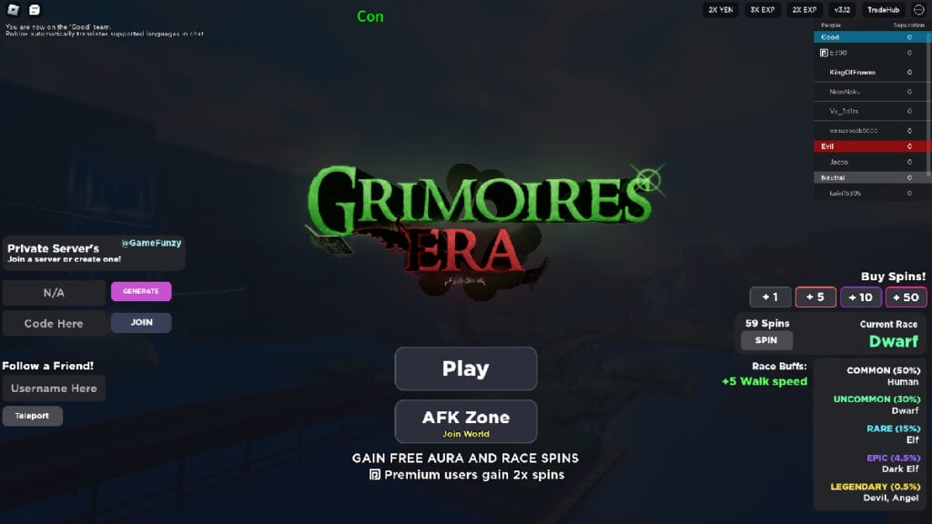 Roblox: Grimoires Era Codes