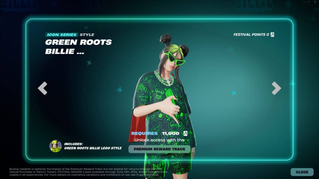 billie eilish fortnite festival skin