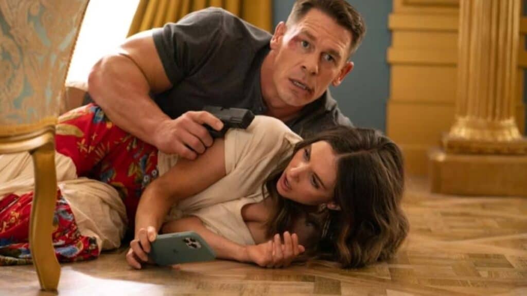 A shot from Freelance, starring John Cena