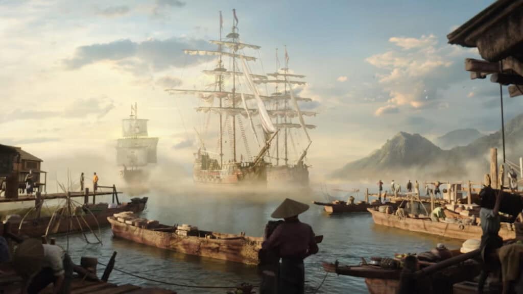 A Japanese port in Assassin's Creed Shadows