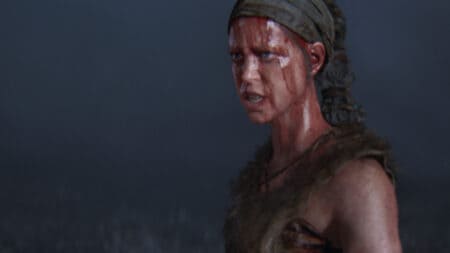 Senua covered in blood