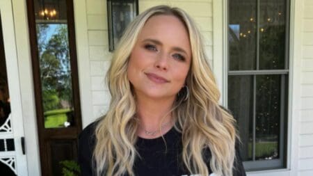 Miranda Lambert poses in a black T-shirt to make a statement