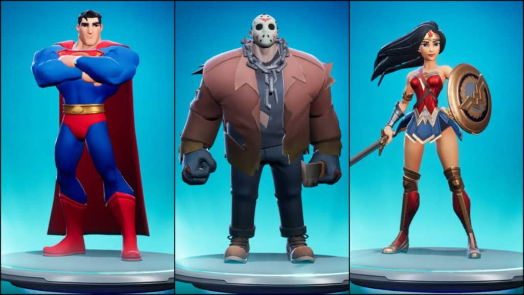 Superman, Jason Voorhees, and Wonder Woman, three tanks from MultiVersus