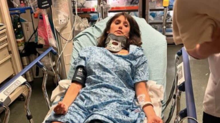 Nina Dobrev appears hurt and in a hospital bed