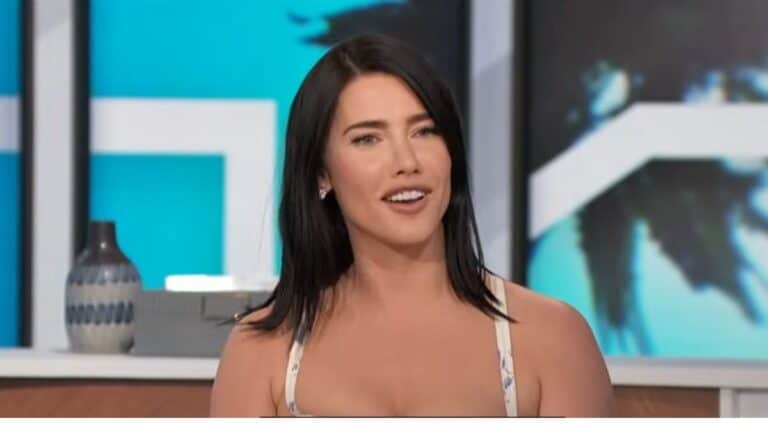 The Bold and the Beautiful star Jacqueline MacInnes Wood giving an interview on The Talk