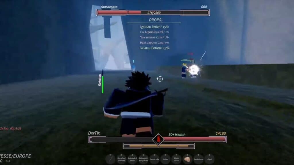 fighting a boss in Project Mugetsu on Roblox, Yamamoto