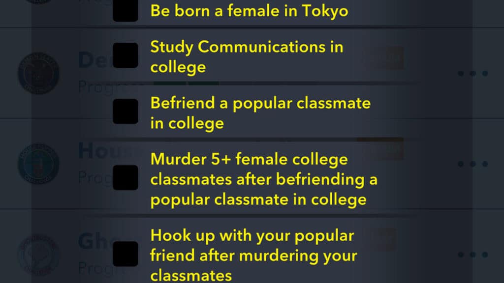 BitLife: Yandere Challenge Tasks