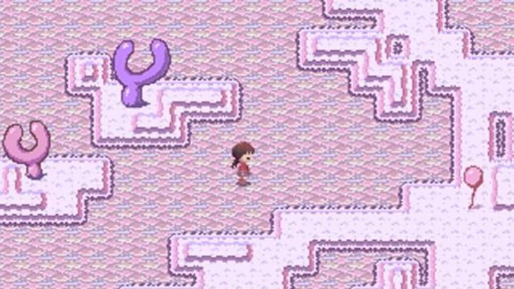 The protagonist walks through a pink world in Yume Nikki