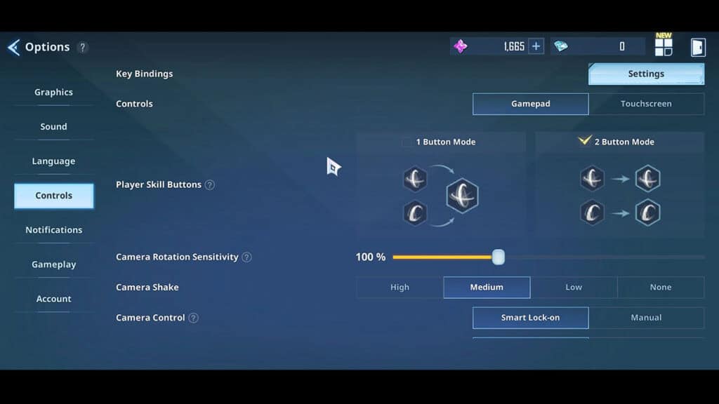 In-game controller settings