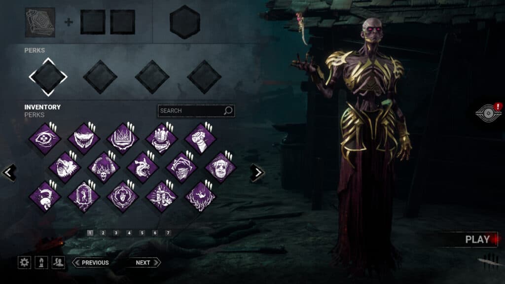 Vecna's perk selection in Dead by Daylight