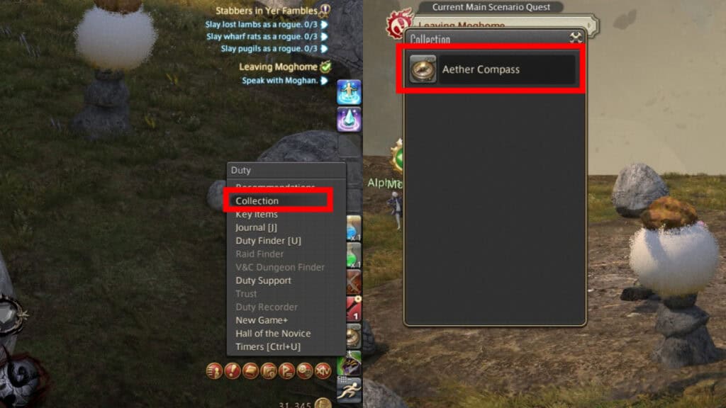 FFXIV Aether Compass Menu