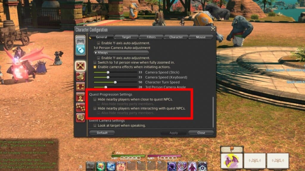 FFXIV Hide Players Near Quest NPCs