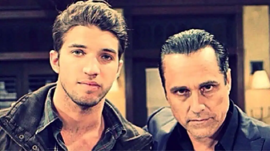 General Hospital actors Bryan Craig and Maurice Benard posing as their characters Morgan and Sonny Corinthos.