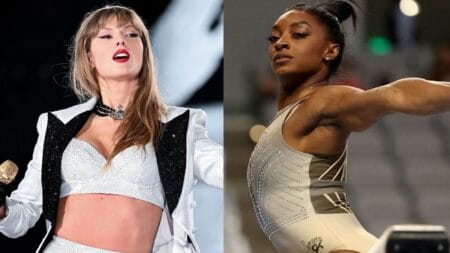 Taylor Swift and Simone Biles photo merge