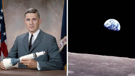 William Anders Apollo 8 (left), William Anders' "Earthside" image from space (right)