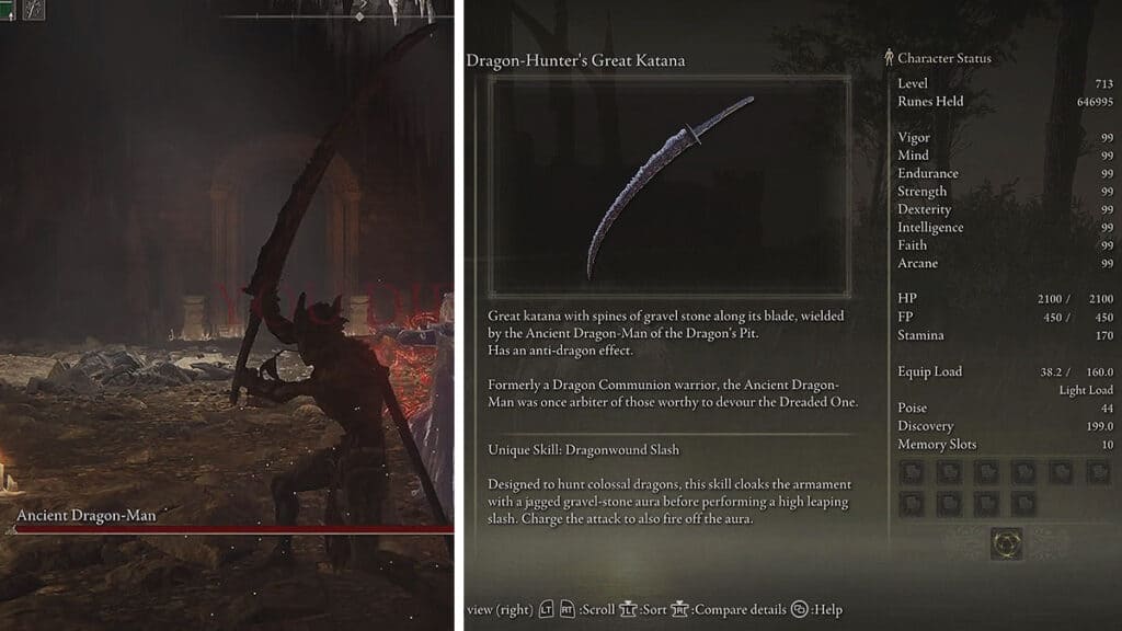 Who Drops the Dragon-Hunter's Great Katana? Answered