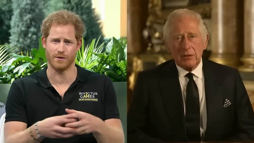 King Charles and son Prince Harry