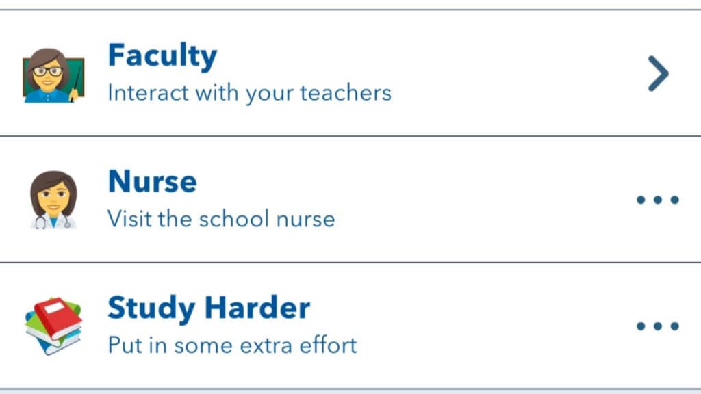 The option to Study Harder in BitLife