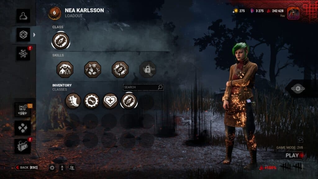 The class selection menu in Dead by Daylight 2v8