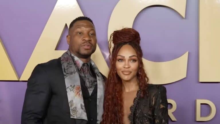 Jonathan Majors and Meagan Good on the red carpet