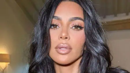 Kim Kardashian poses close up