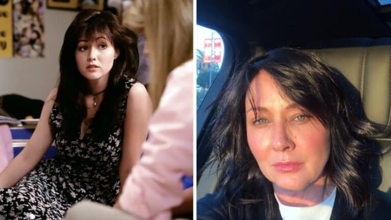 Shannen Doherty in Beverly Hills 90210 (L) and more recently (R)