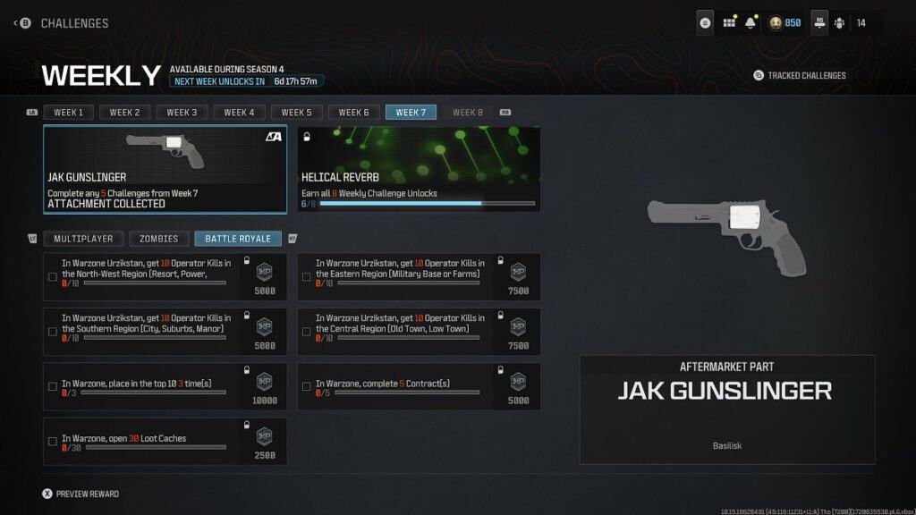 Warzone Season 4 Reloaded Week 7 Challenges