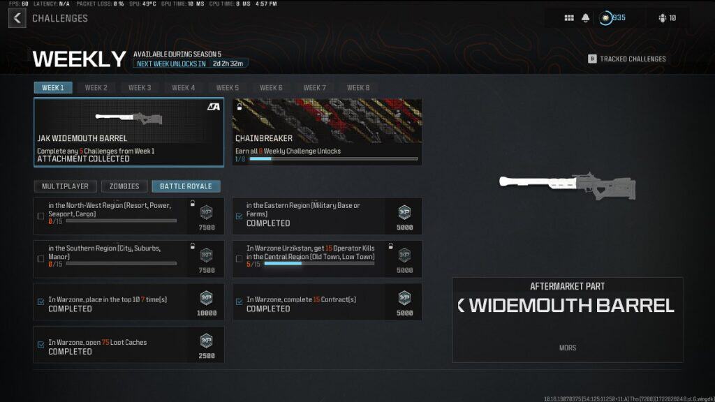 Warzone Season 5 Week 1 Challenges