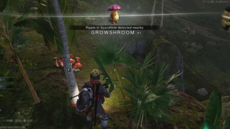 The player farms mushrooms in a cave in Once Human