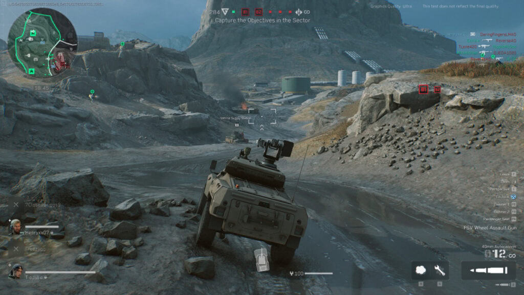 Squad driving a vehicle