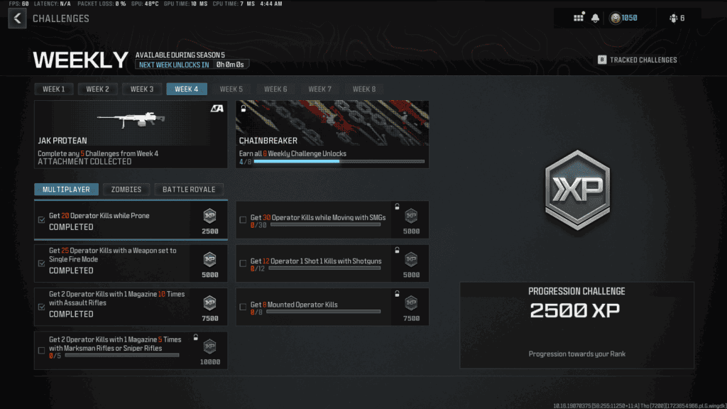 MW3 Multiplayer Season 5 Week 4 Challenges