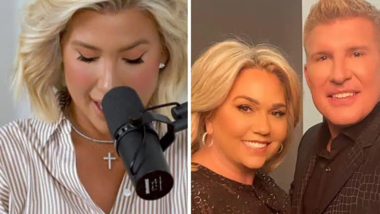 Savannah Chrisley (L), Julie and Todd Chrisley (R)