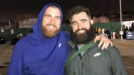 New Heights podcast host Travis Kelce and Jason Kelce