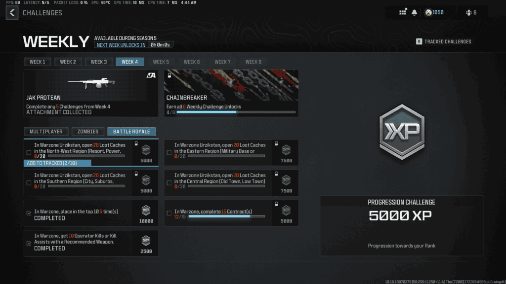 Warzone Season 5 Week 4 Challenges