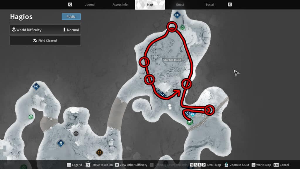 Starfall Road Farming Route