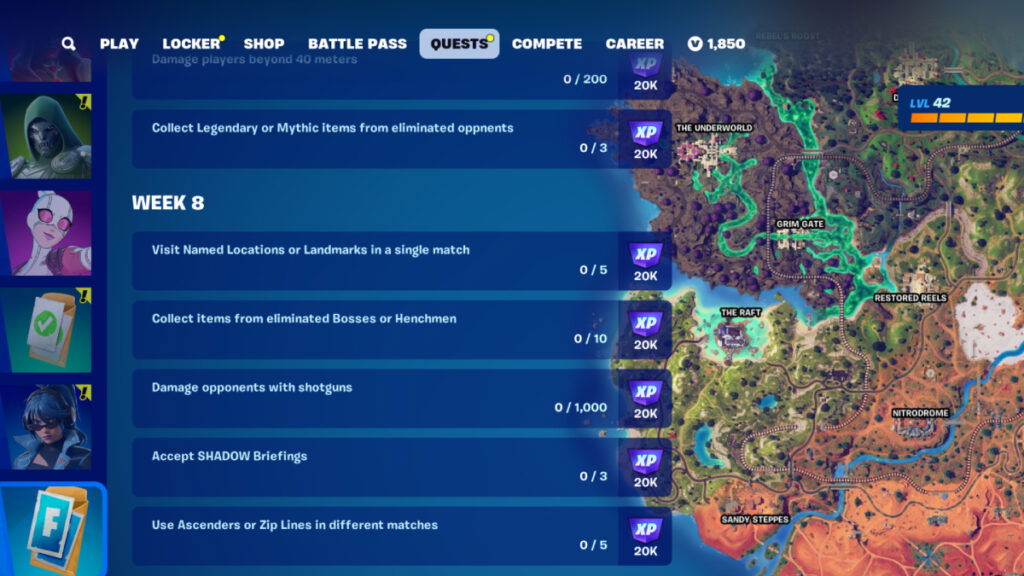 Fortnite Week 8 Quests