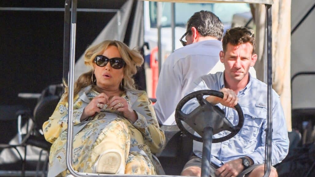 Jennifer Coolidge on set of new commerical for Discover Card