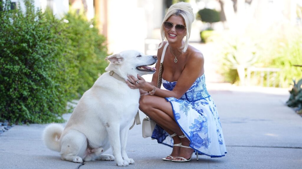 Selling Sunset star Emma Hernan with her dog Benny in West Hollywood