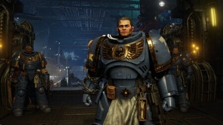 Titus and two of his battle brothers in Warhammer 40,000 Space Marine 2