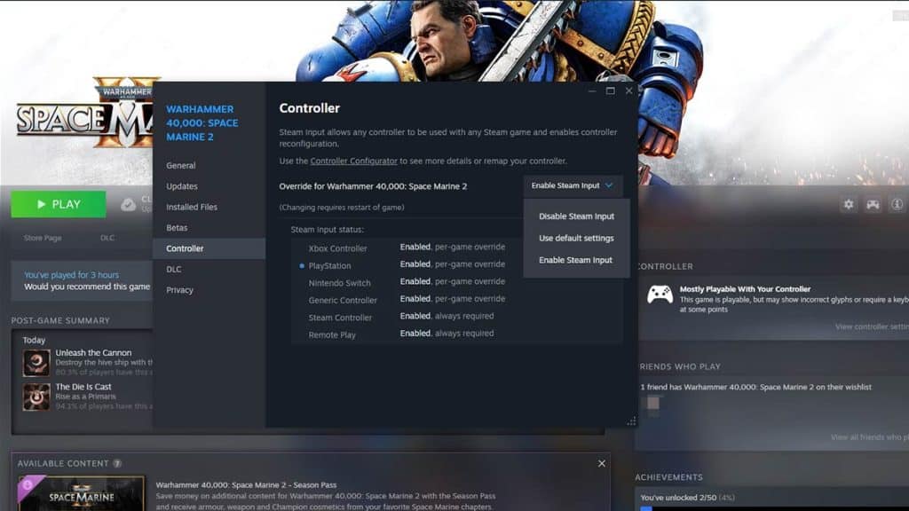 Space Marine 2: What's the Fix for Controller and SteamInput Not Working? 